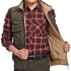 Autumn Winter Double Side Outdooors Vest Casual Multi Pocket Fishing Waistcoat Plus Size