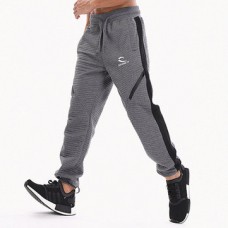 Men's Fitness Running Stitching Color Casual Sports Pants Elastic Waist Drawstring Slim Foot Pants