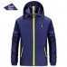 Outdoor Sports Hooded Water Repellent Windbreak Jacket Solid Color Lightweight Coat