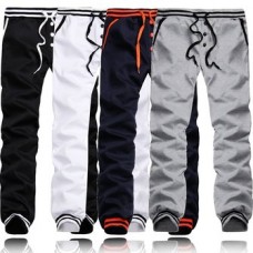 Men's Single Breasted Solid Color Elastic Waist Drawstring Sport Sweatpants Jogger Pants