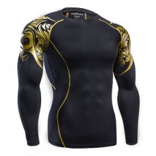 Mens Movement Speed Dry T-shirt Fitting Long Sleeved Elastic Training Workout Sport Tops