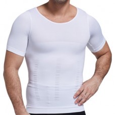 Fat Mens Elastic Body Shaper Underwear Short-sleeved Bodybuilding Tops Tee