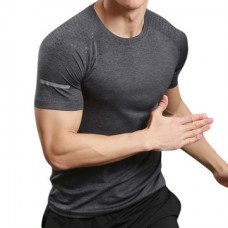 Mens Casual Quick Drying Breathable Sport T-shirt Reflective Stripe Fitness O-neck Jogging Tops Tees