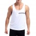 White Quick Drying Line Printed Tight Fitness Sleeveless T-shirt Men's Running Training Sport Vest