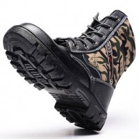 TENGOO Winter Mens Camouflage Steel toe Fur Lined work Ankle boots Labor Safety Shoes Work Shoes Waterproof