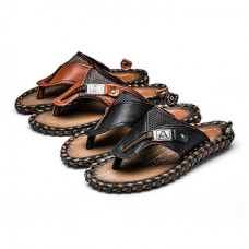 S-420502  The First Layer Of Leather Handmake Men's Sandals Slippers Summer Personality Beach Shoe