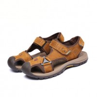 TK-50 Summer Men Genuine Leather Cowhide Beach Shoes Casual Suede Leather Sandals Slippers