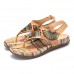 Women's Flat PU Sandals Summer Low Heel Buckle Handmade Outdoor Lightweight Beach Sandals