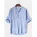 Mens Solid Color High Low Basics Cotton Long Sleeve Henley Shirts