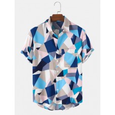 Mens Holiday Color Block Pocket Casual Shirts