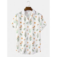 Mens Holiday Flower Pattern Casual Shirts