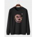 Mens Oriental Dragon Graphic Print Round Neck Pullover Cotton Sweatshirts