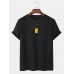 Mens Letter Applique Round Neck Cotton Casual Short Sleeve T-Shirts