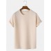 Mens Solid Color Texture Round Neck Short Sleeve Basics T-Shirts