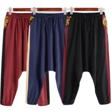 Men Loose Pants Vintage Casual Yoga Trousers Linen Baggy Pants Outdoor Hiking