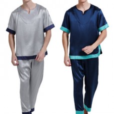 Mens Sleeping Suit Short Sleeve Pyjamas Nightwear Sleepwear Lounge-wear Indoor Home